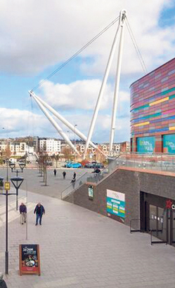 Friars Walk Usk Plaza looking towards river and bridge higher res P