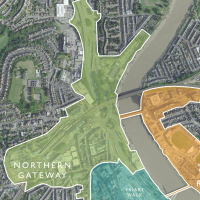 Map showing redevelopment areas of Newport city centre