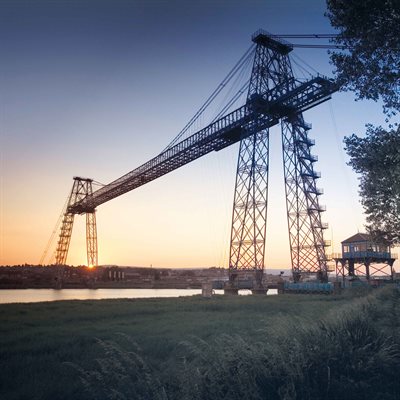 Image of Newport Transporter Bridge at sunset