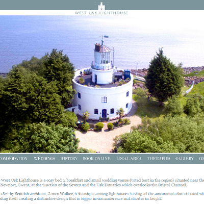 An image of the homepage of the West Usk Lighthouse website